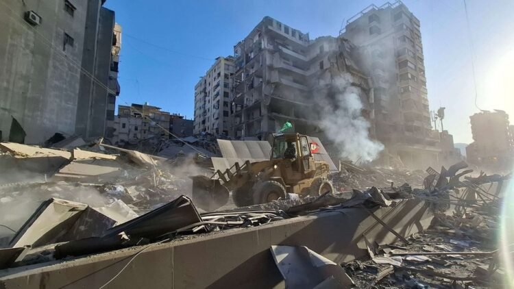 Mandatory Credit: Photo by Fadel Itani/UPI/Shutterstock (16733550l)

A Lebanese bulldozer at work site of overnight Israeli airstrikes in the southern suburbs of Beirut on Friday, March 6, 2026. Heavy attacks were reported in Tehran on March 6 after Israel said it was hitting "regime infrastructure" of the war it launched with the United States against Iran. As the conflict entered its seventh day, its regional repercussions continued, with Lebanon reporting the death toll from Israeli strikes had risen to 123.

Israeli Airstrikes in The Southern Suburbs of Beirut, Lebanon - 06 Mar 2026/shutterstock_editorial_Israeli_Airstrikes_in_The_Sout_16733550l//2603061726